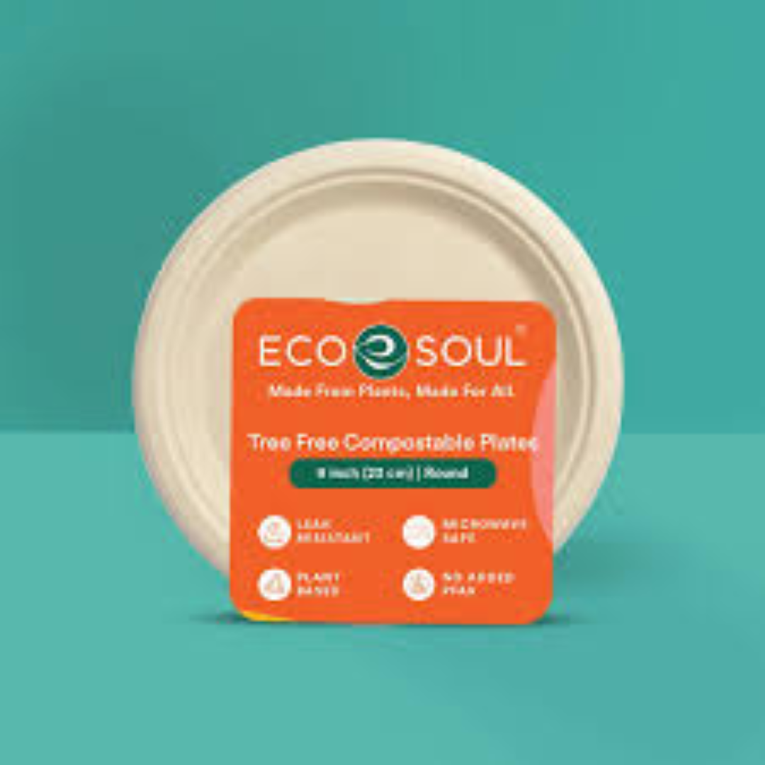 ECOSOUL BAGASSE PLATE 9'' ROUND 10PCS